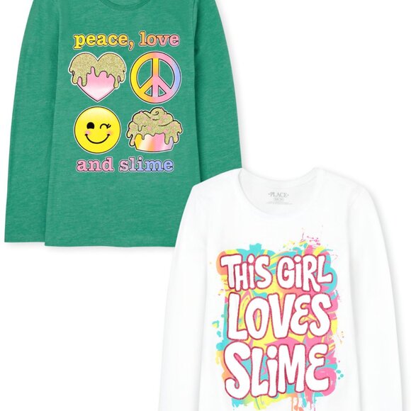 The Children’s Place Girls Graphic Tee 2-Pack- Long Sleeve -Small (5/6) NWT - Picture 1 of 3